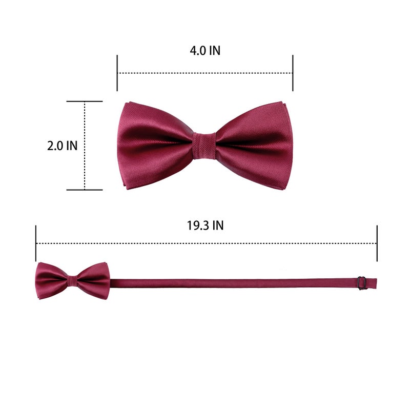 WELROG Pre-Tied Adjustable Bow Tie for Men,Boys & Kids - Silk Satin Textured Neckband for Wedding,Party,Christening,Photo Shoots 10x5cm(Wine Red) - Image 4